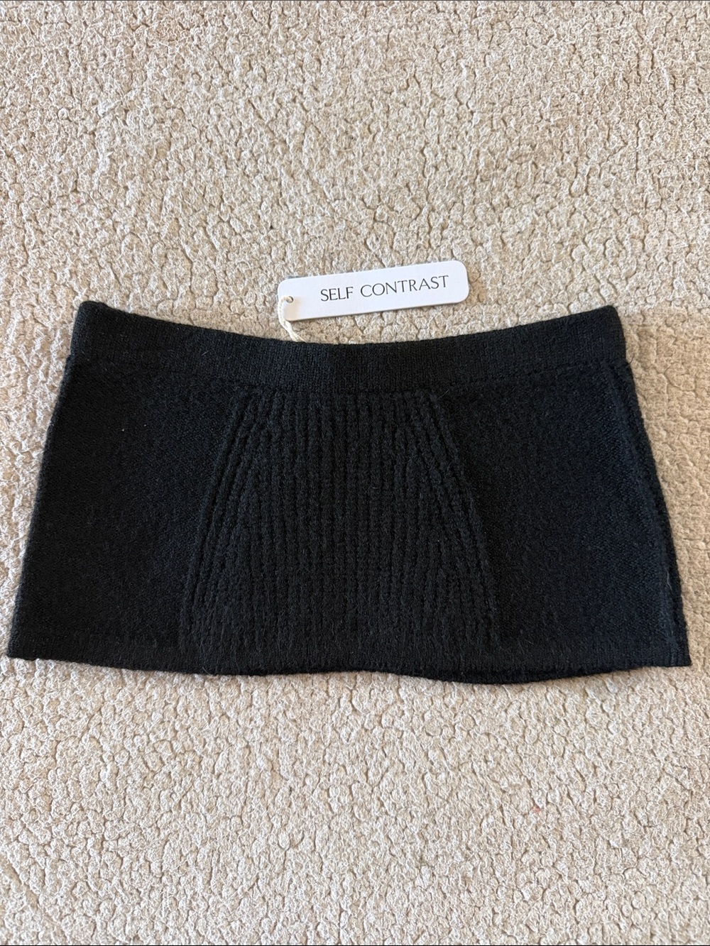 Self Contrast By Anthropologie Black Knit Crop Tube Top Small New